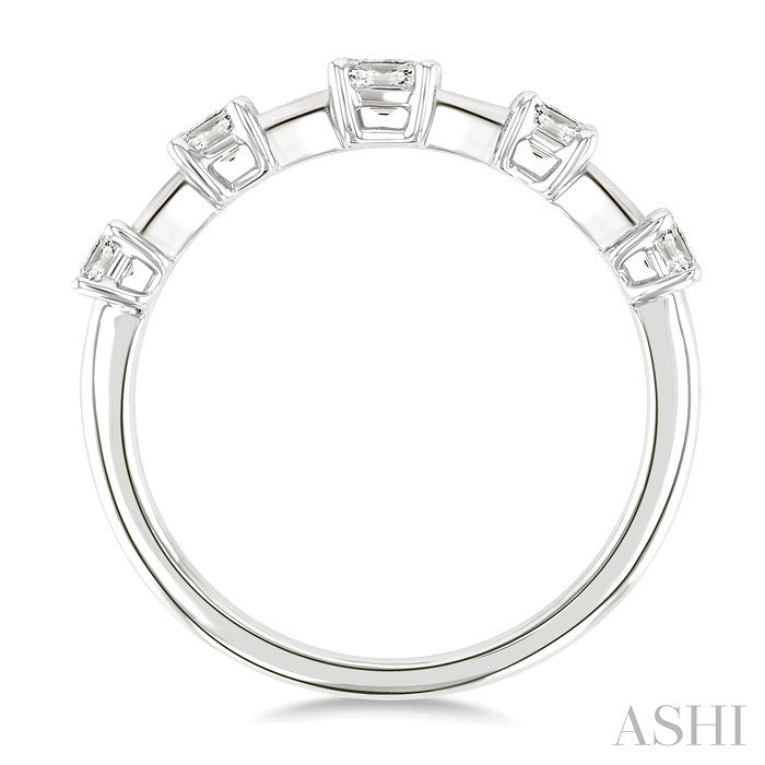 3/4 Ctw Emerald Cut Diamond Half Eternity 5-Stone Fashion Band in 14K White Gold