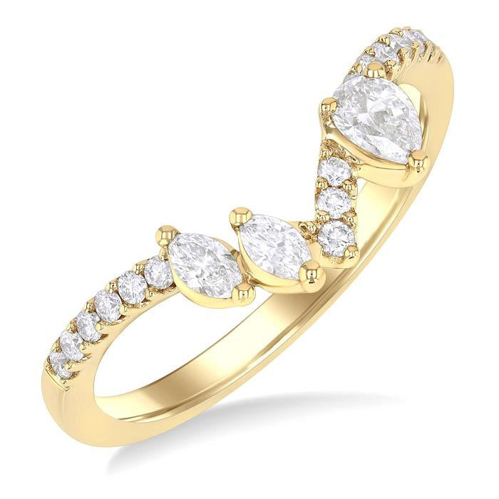 3/8 Ctw Mixed Cut Diamond Chevron Fashion Ring in 14K Yellow Gold