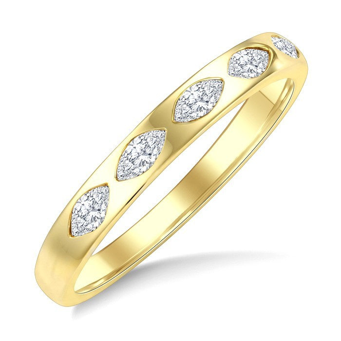 1/3 Ctw Marquise Cut Diamond Flush Set Fashion Band in 14K Yellow Gold