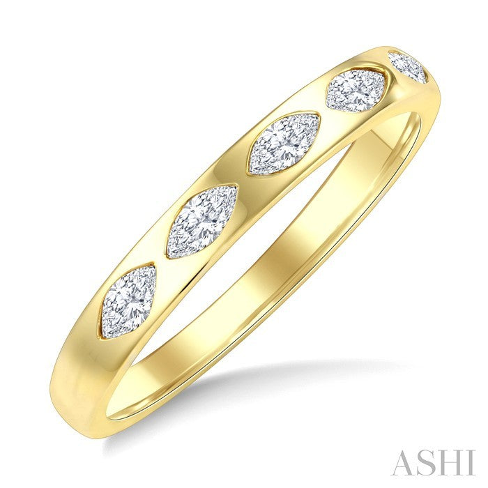 1/3 Ctw Marquise Cut Diamond Flush Set Fashion Band in 14K Yellow Gold