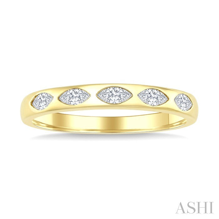 1/3 Ctw Marquise Cut Diamond Flush Set Fashion Band in 14K Yellow Gold