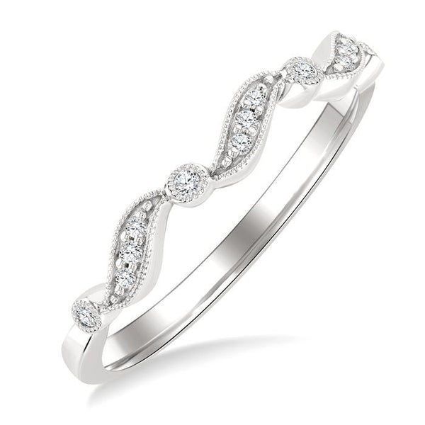 1/10 Ctw Triple Wave Round Cut Diamond Stackable Fashion Band in 10K White gold