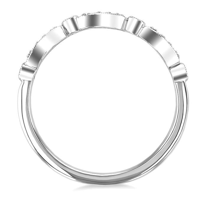 1/10 Ctw Triple Wave Round Cut Diamond Stackable Fashion Band in 10K White gold