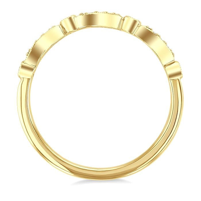 1/10 Ctw Triple Wave Round Cut Diamond Stackable Fashion Band in 10K Yellow Gold