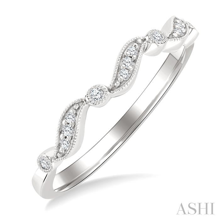 1/10 Ctw Triple Wave Round Cut Diamond Stackable Fashion Band in 10K White gold