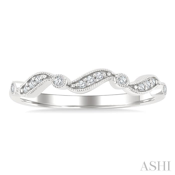 1/10 Ctw Triple Wave Round Cut Diamond Stackable Fashion Band in 10K White gold