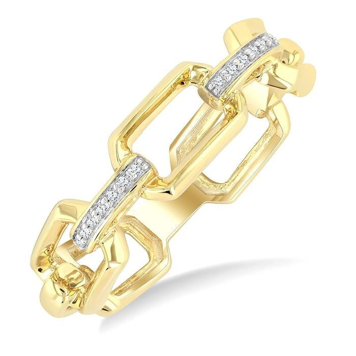 1/20 Ctw Bold Open Window Octagonal Shaped Round Cut Diamond Fashion Ring in 10K Yellow Gold