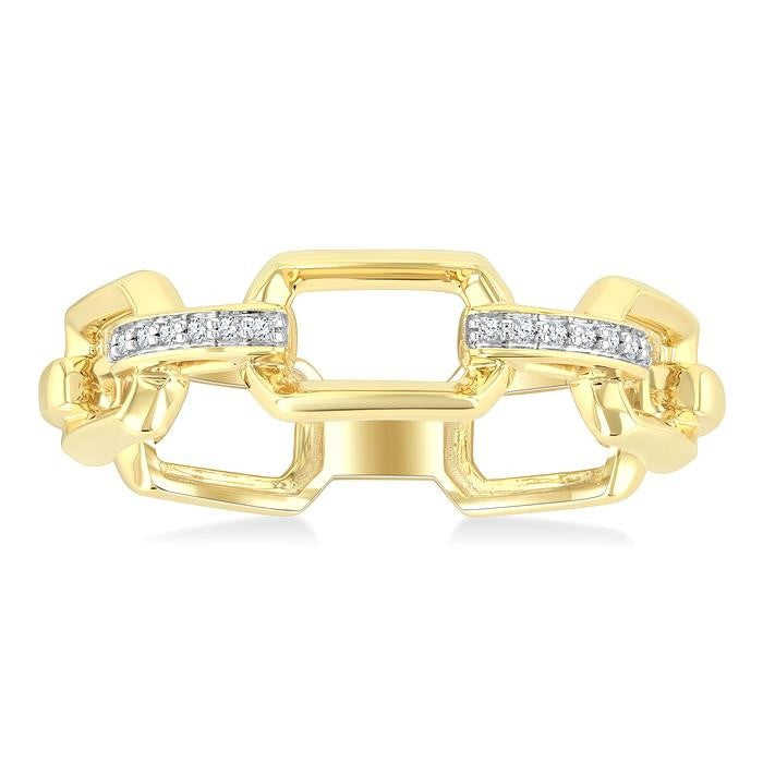 1/20 Ctw Bold Open Window Octagonal Shaped Round Cut Diamond Fashion Ring in 10K Yellow Gold