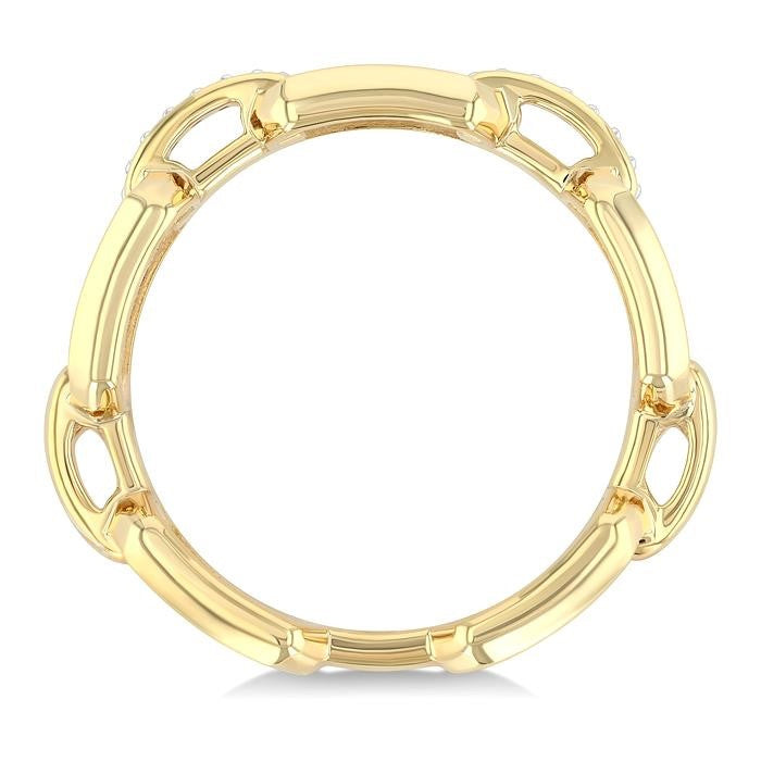 1/20 Ctw Bold Open Window Octagonal Shaped Round Cut Diamond Fashion Ring in 10K Yellow Gold
