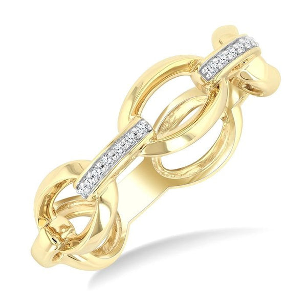 1/20 Ctw Bold Open Window Oval Shaped Round Cut Diamond Fashion Ring in 10K Yellow Gold