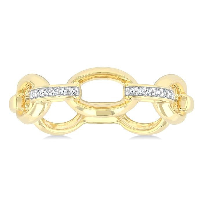 1/20 Ctw Bold Open Window Oval Shaped Round Cut Diamond Fashion Ring in 10K Yellow Gold