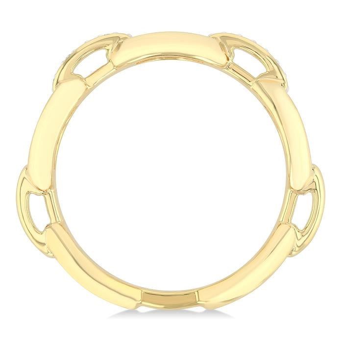 1/20 Ctw Bold Open Window Oval Shaped Round Cut Diamond Fashion Ring in 10K Yellow Gold