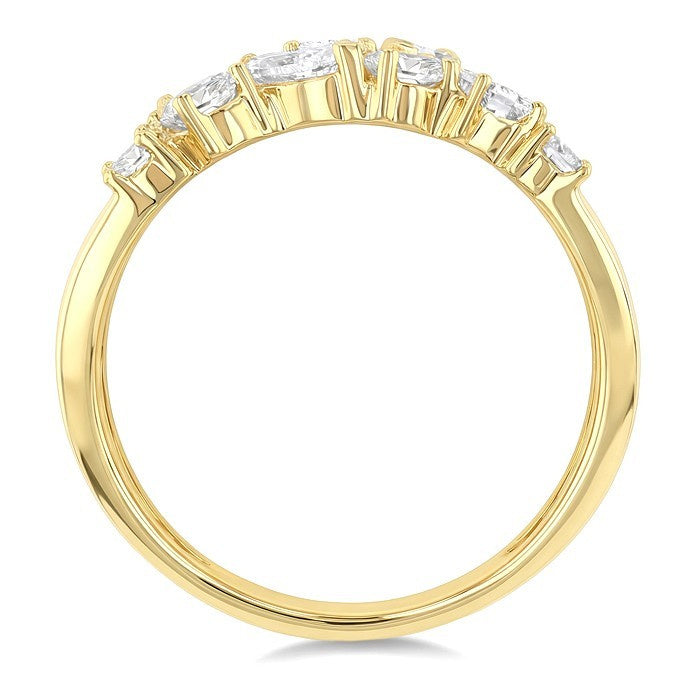 1 1/4 Ctw Mixed Diamond Cut Fashion Wide Band in 14K Yellow Gold