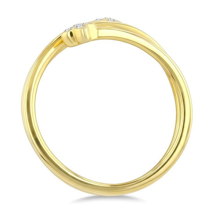 1/20 Ctw Split Double Clover Coil Round Cut Diamond Open Fashion Ring in 10K Yellow Gold