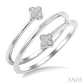1/20 Ctw Split Double Clover Coil Round Cut Diamond Open Fashion Ring in 10K White Gold