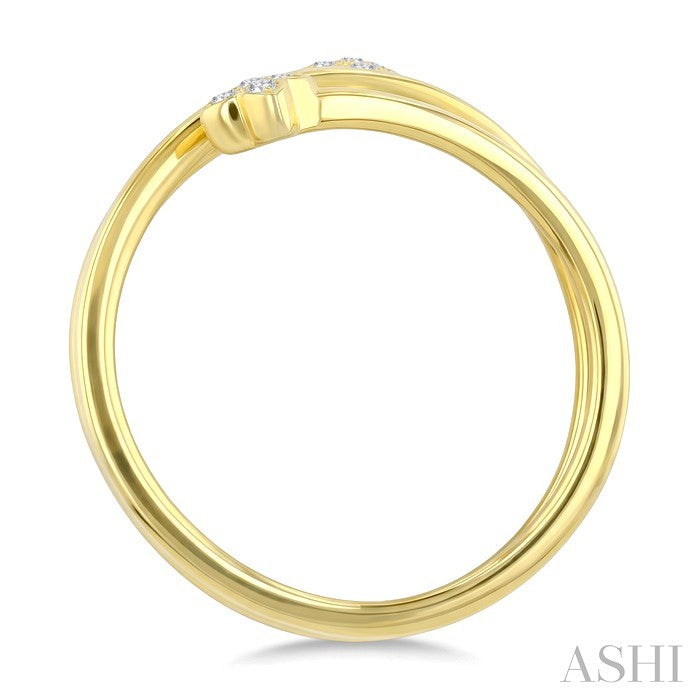 1/20 Ctw Split Double Clover Coil Round Cut Diamond Open Fashion Ring in 10K Yellow Gold