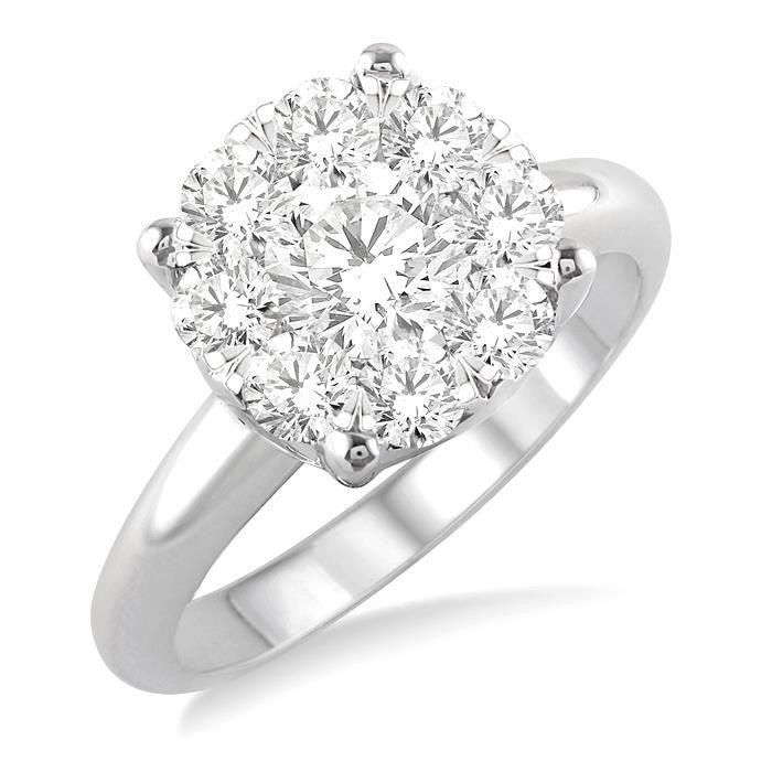 1 1/2 Ctw Shine Bright Round Cut Diamond Ring in 14K White Gold
