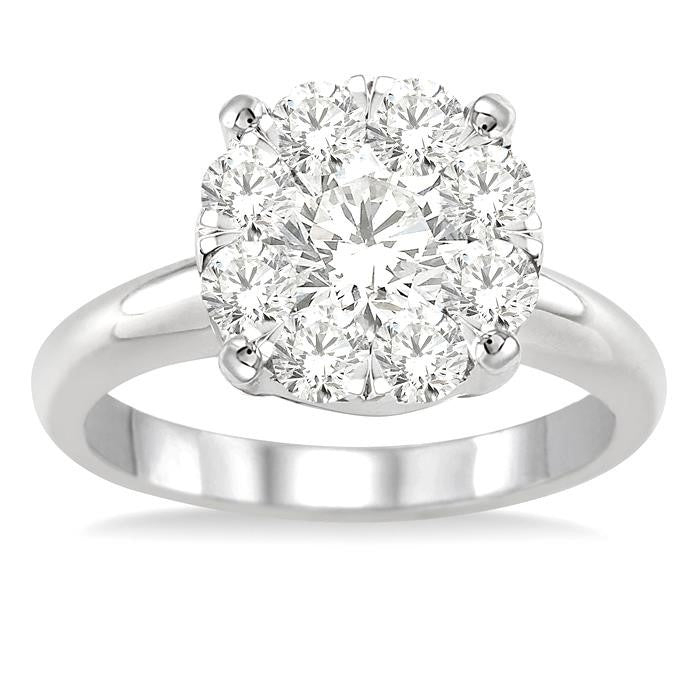 1 1/2 Ctw Shine Bright Round Cut Diamond Ring in 14K White Gold