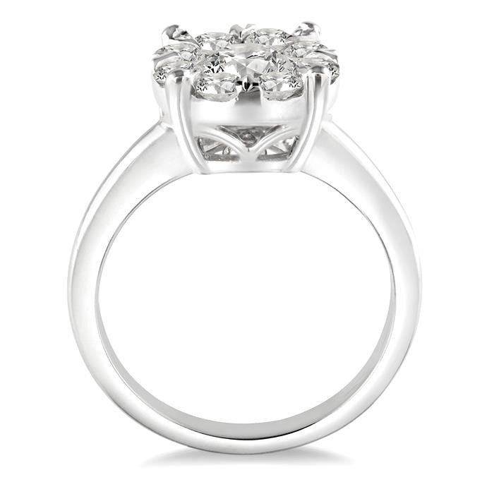 1 1/2 Ctw Shine Bright Round Cut Diamond Ring in 14K White Gold