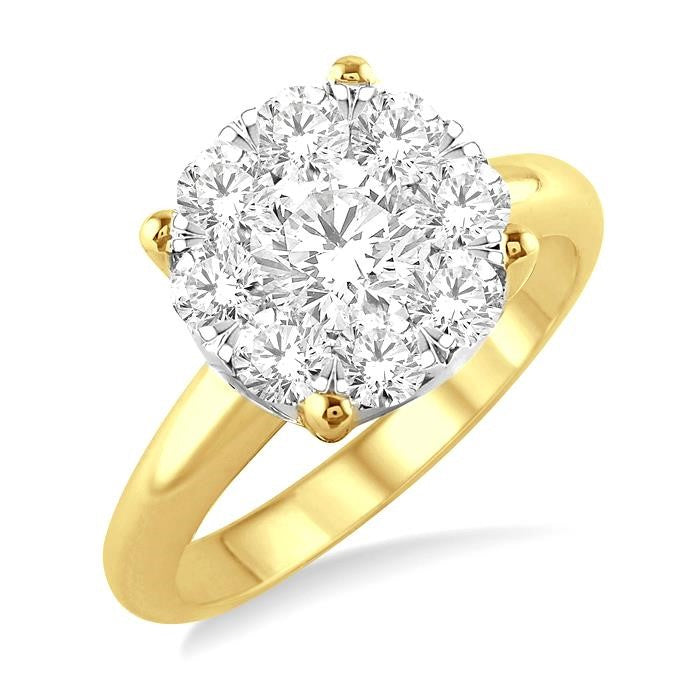 1 1/2 Ctw Shine Bright Round Cut Diamond Ring in 14K Yellow and White Gold