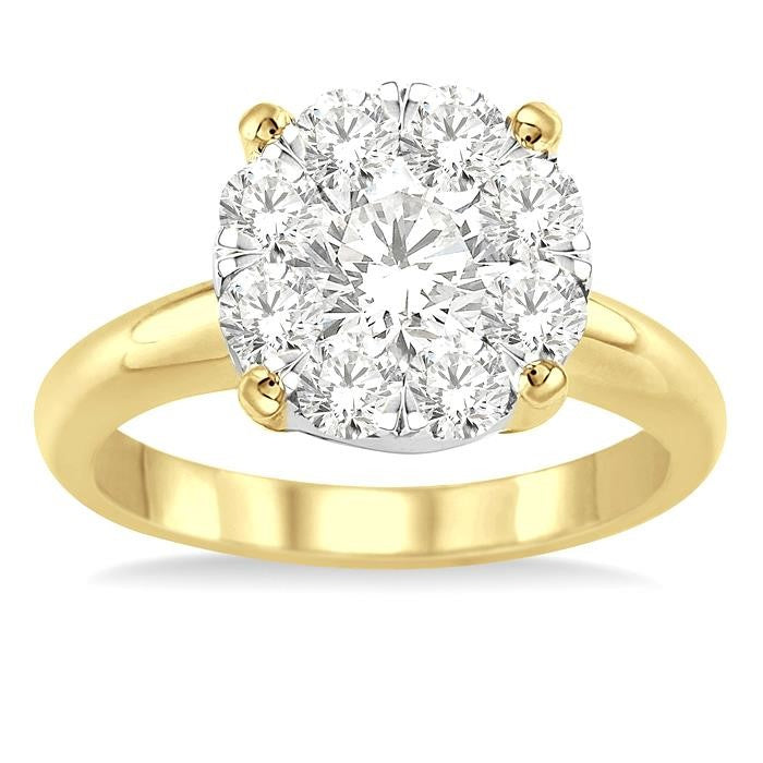 1 1/2 Ctw Shine Bright Round Cut Diamond Ring in 14K Yellow and White Gold