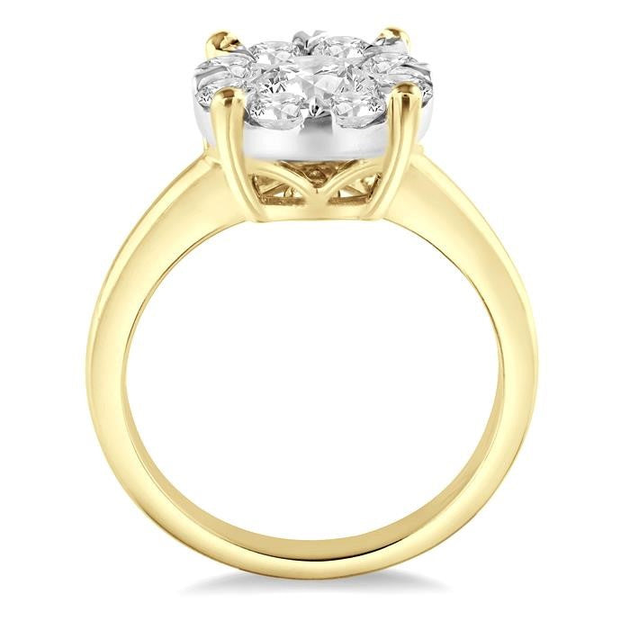 1 1/2 Ctw Shine Bright Round Cut Diamond Ring in 14K Yellow and White Gold