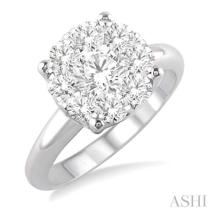 1 1/2 Ctw Shine Bright Round Cut Diamond Ring in 14K White Gold
