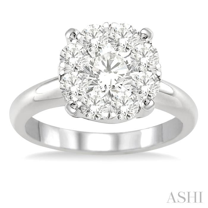 1 1/2 Ctw Shine Bright Round Cut Diamond Ring in 14K White Gold