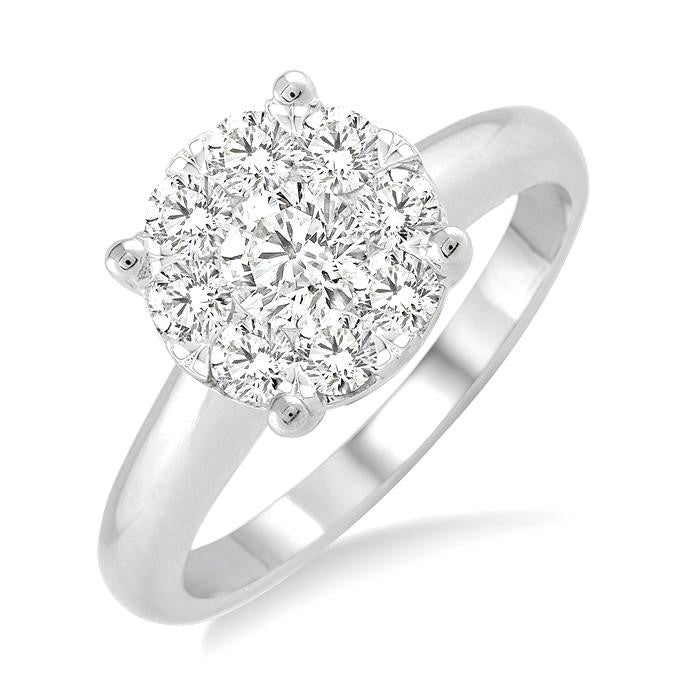 1 Ctw Round Cut Shine Bright Diamond Ring in 14K White Gold
