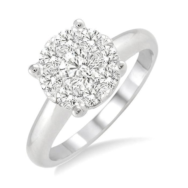 1 Ctw Round Cut Shine Bright Diamond Ring in 14K White Gold