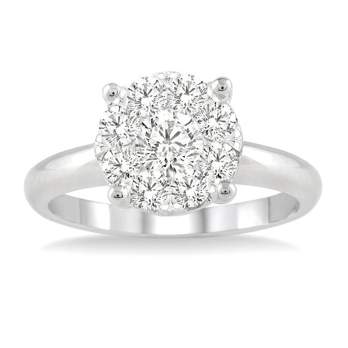 1 Ctw Round Cut Shine Bright Diamond Ring in 14K White Gold