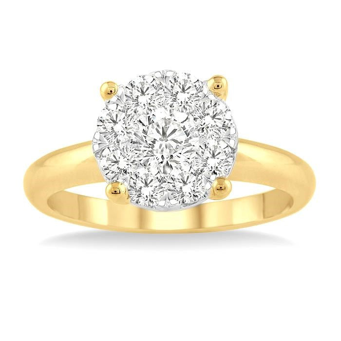 1 Ctw Shine Bright Round Cut Diamond Ring in 14K Yellow and White Gold