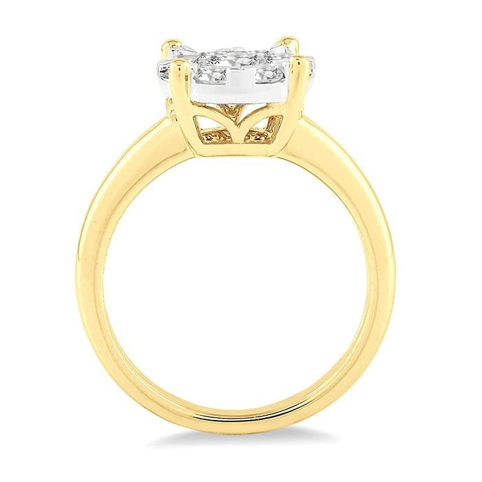 1 Ctw Shine Bright Round Cut Diamond Ring in 14K Yellow and White Gold