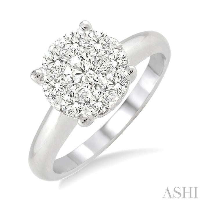 1 Ctw Round Cut Shine Bright Diamond Ring in 14K White Gold