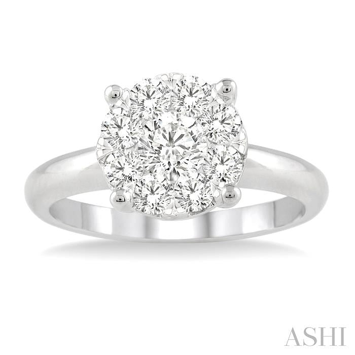 1 Ctw Round Cut Shine Bright Diamond Ring in 14K White Gold