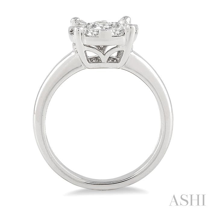 1 Ctw Round Cut Shine Bright Diamond Ring in 14K White Gold