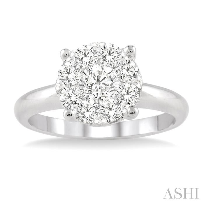 1 Ctw Round Cut Shine Bright Diamond Ring in 14K White Gold