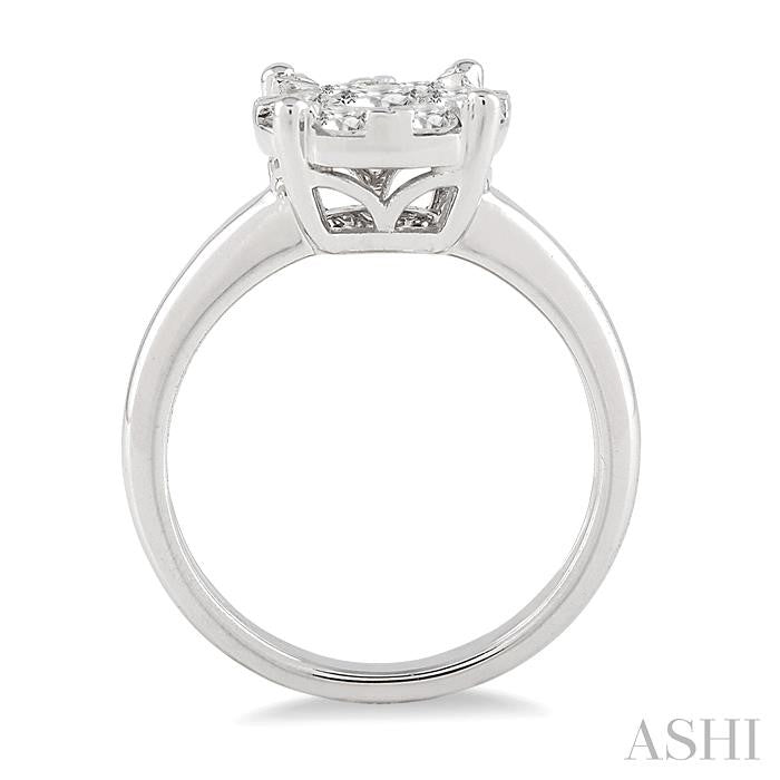 1 Ctw Round Cut Shine Bright Diamond Ring in 14K White Gold
