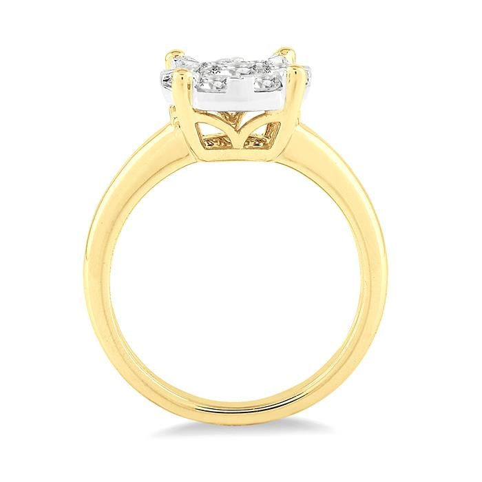 3/4 Ctw Shine Bright Round Cut Diamond Ring in 14K Yellow and White Gold
