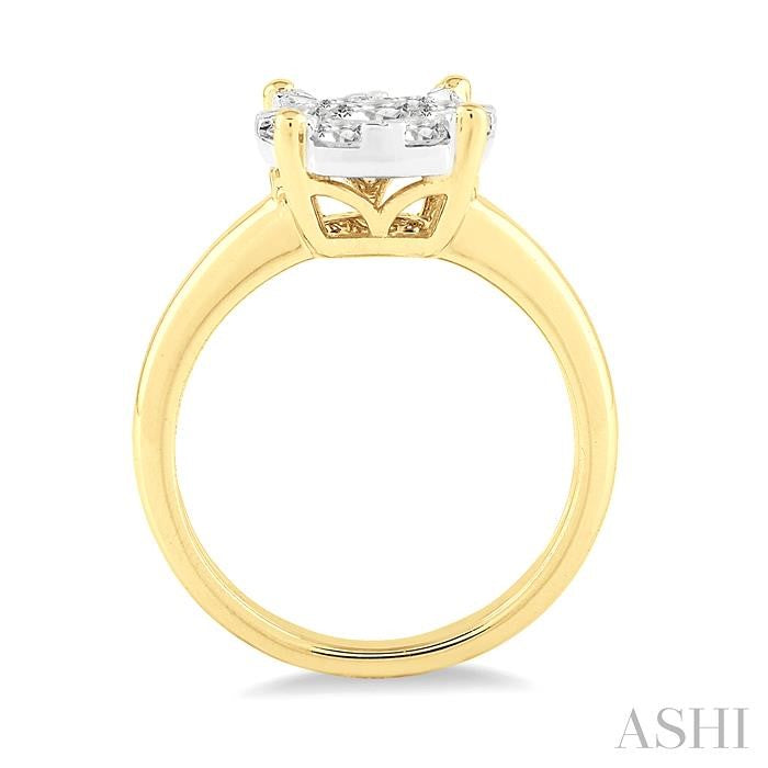 3/4 Ctw Shine Bright Round Cut Diamond Ring in 14K Yellow and White Gold