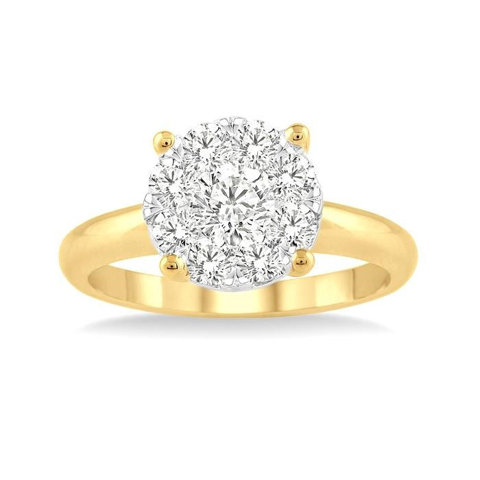 1/2 Ctw Shine Bright Round Cut Diamond Ring in 14K Yellow and White Gold
