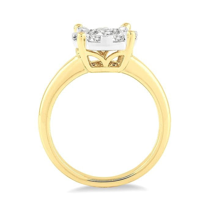 1/2 Ctw Shine Bright Round Cut Diamond Ring in 14K Yellow and White Gold