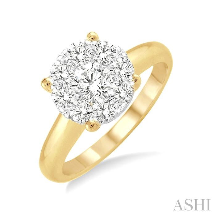 1/2 Ctw Shine Bright Round Cut Diamond Ring in 14K Yellow and White Gold