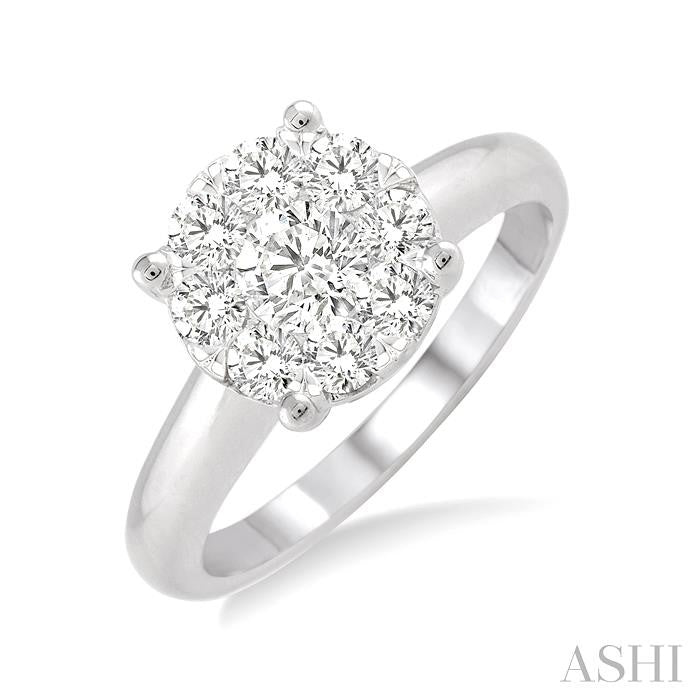 1/2 Ctw Shine Bright Round Cut Diamond Ring in 14K White Gold