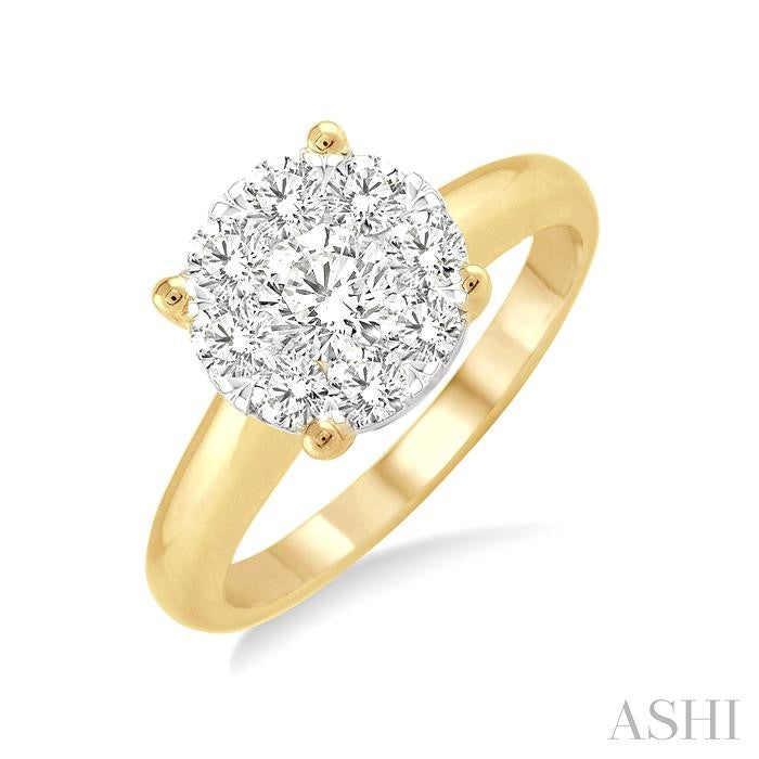 1/3 Ctw Shine Bright Round Cut Diamond Ring in 14K Yellow and White Gold