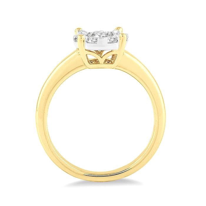 1/4 Ctw Shine Bright Round Cut Diamond Ring in 14K Yellow and White Gold