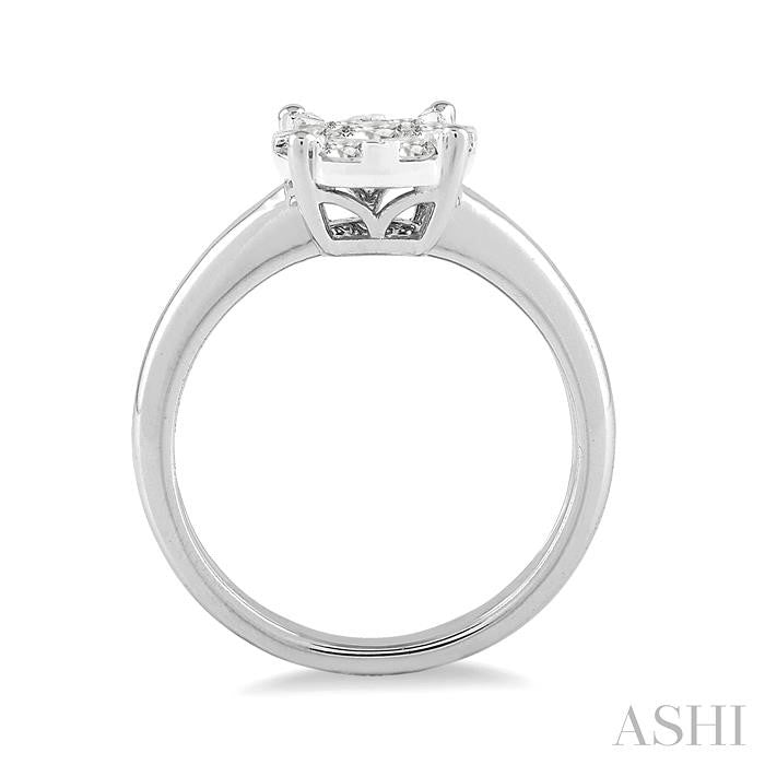 1/8 Ctw Shine Bright Round Cut Diamond Ring in 14K White Gold