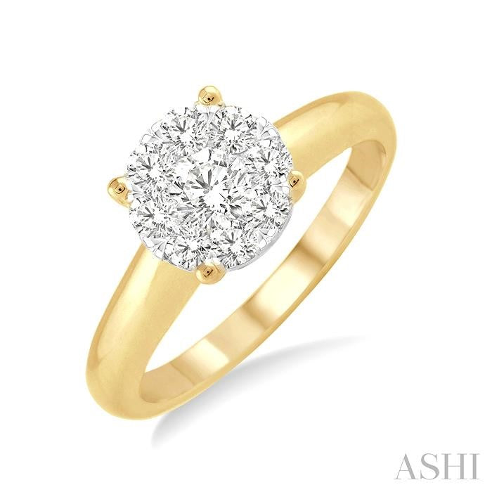 1/8 Ctw Shine Bright Round Cut Diamond Ring in 14K Yellow and White Gold