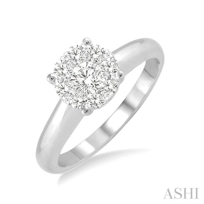1/8 Ctw Shine Bright Round Cut Diamond Ring in 14K White Gold