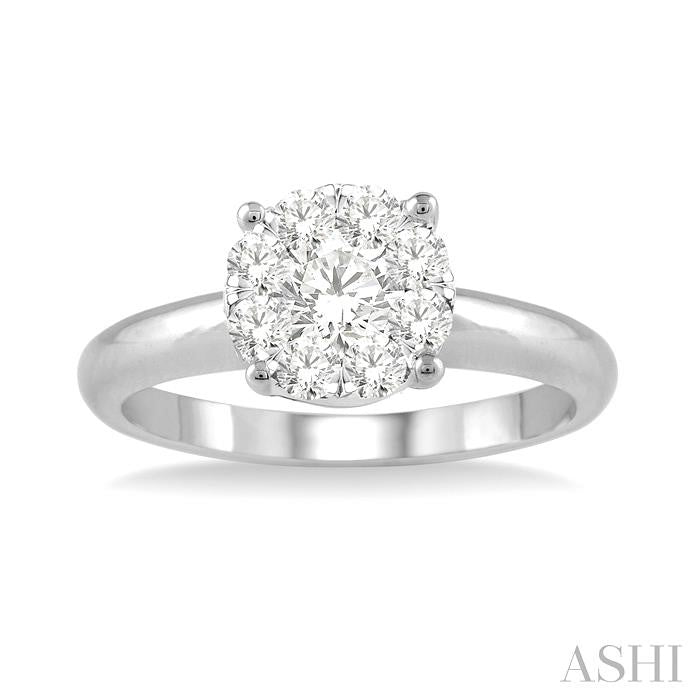 1/8 Ctw Shine Bright Round Cut Diamond Ring in 14K White Gold